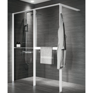 Duschwand Walk-In für die Nische Novellini Kaudra HN Frame, 180x200cm, rechte Version, weißes Profil matt