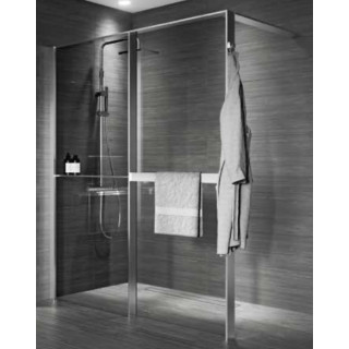 Duschwand Walk-In für die Nische Novellini Kaudra HN Frame, 180x200cm, rechte Version, weißes Profil matt