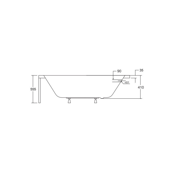 Badewanne rechteckig Besco Quadro Slim, 155x70cm, Acryl-, weiß