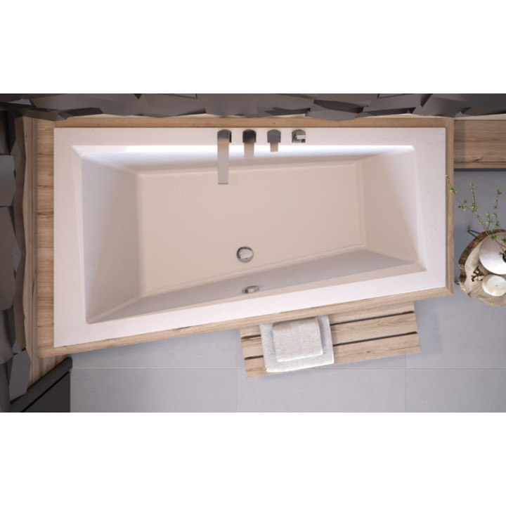 Asymmetrische badewanne Besco Avita Slim, 150x75cm, Version links, Acryl-, weiß