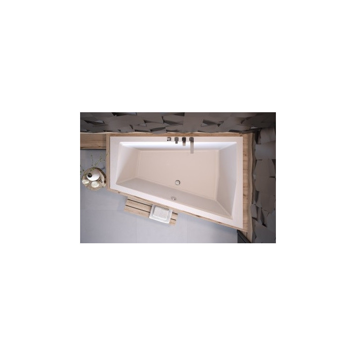 Asymmetrische badewanne Besco Intima, 150x85cm, Version links, Acryl-, weiß