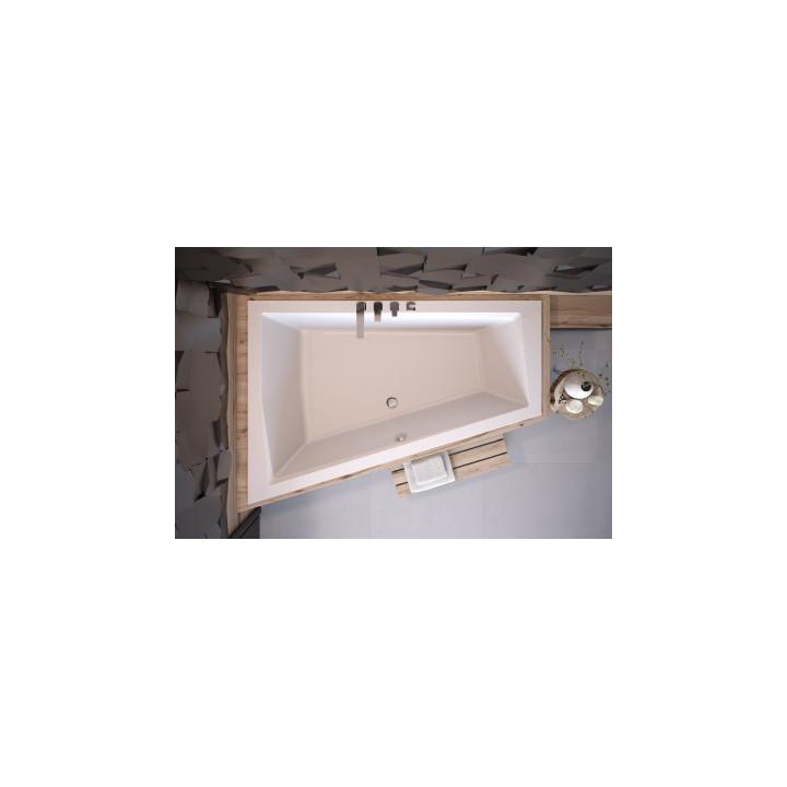 Asymmetrische badewanne Besco Intima, 150x85cm, Version links, Acryl-, weiß