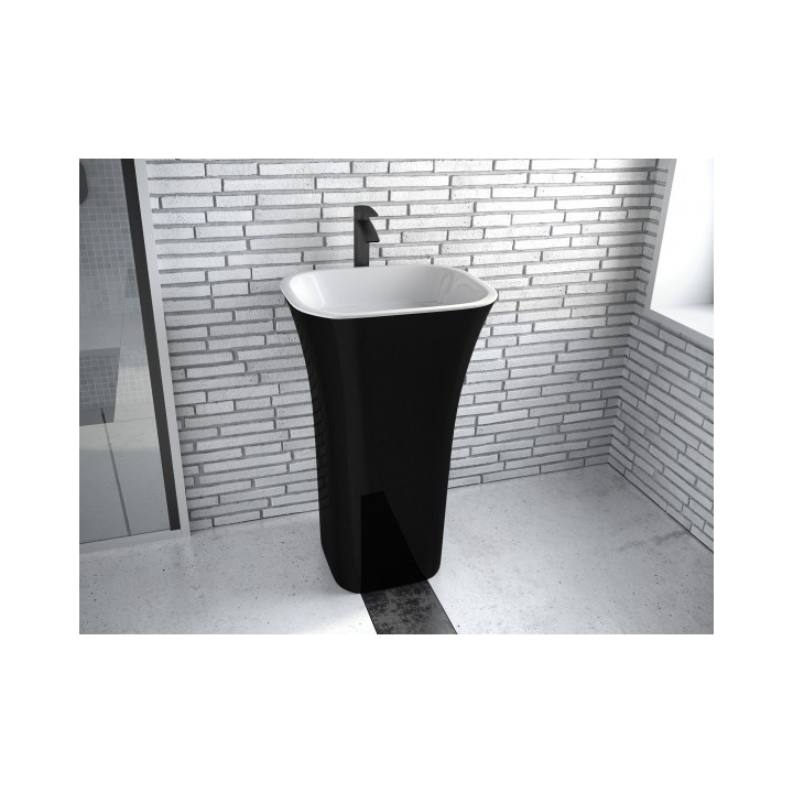 Waschtisch freistehend Besco Uniqa B&W, 32x46cm, ohne Überlauf, schwarz/weiß