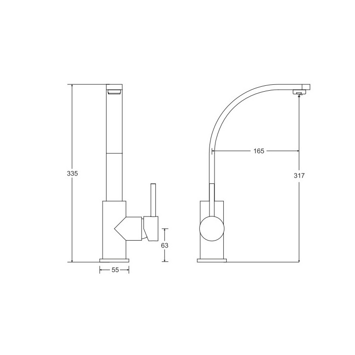 Armatur freistehend Besco Decco II, Höhe 1005mm, Chrom