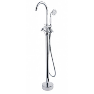 Wannenarmatur freistehend Besco Modern II, Höhe 1120mm, Dusch-Set, Chrom