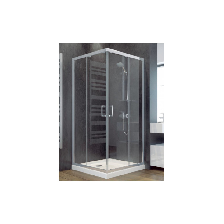 Duschkabine halbrund Besco Modern 185, 80x80cm, Glas transparent, profil Chrom