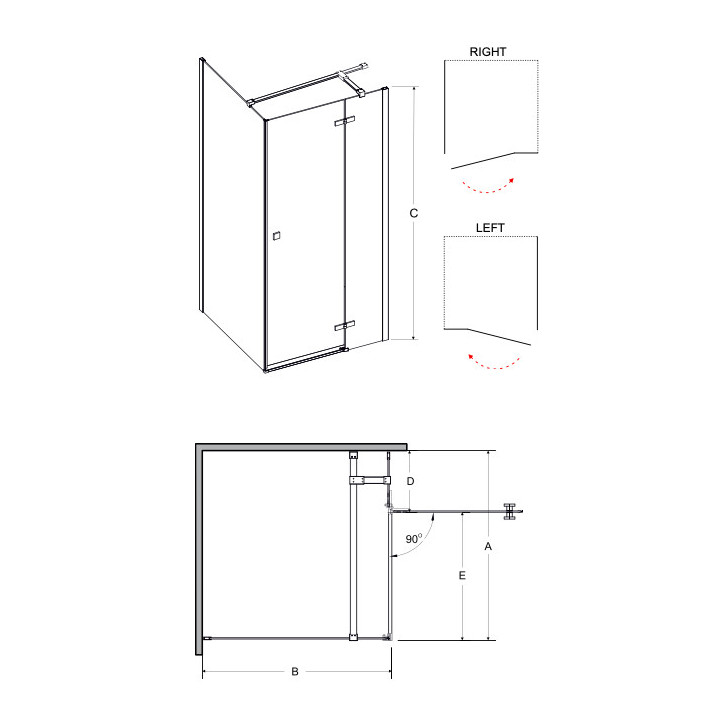 Duschkabine rechteckig Besco Pixa, 120x90cm, rechts, Glas transparent, profil Chrom