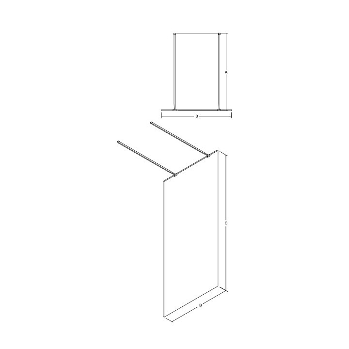 Duschkabine Walk In Besco Aveo Due, 90x195cm, Glas transparent, profil Chrom