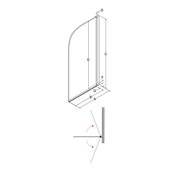 Parawan nawannowy Besco Prime 1, 70x140cm, 1-skrzydłowy, Glas transparent, profil Chrom