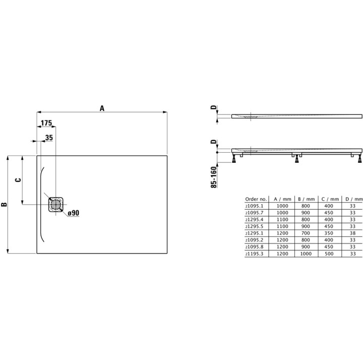 Duschwanne quadratisch Laufen Pro Marbond, 90x90cm, ultrapłaski, weiß