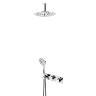 Dusch-set Bruma Lusa, Unterputz, rund Kopfbrause 250mm, Deckenanschluss, Handbrause 3-Funktions, sunset