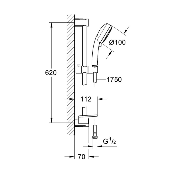 Dusch-set Grohe Tempesta 100, Aufputz-, Haltegriff z Handbrause 2-funkcyjną, Chrom