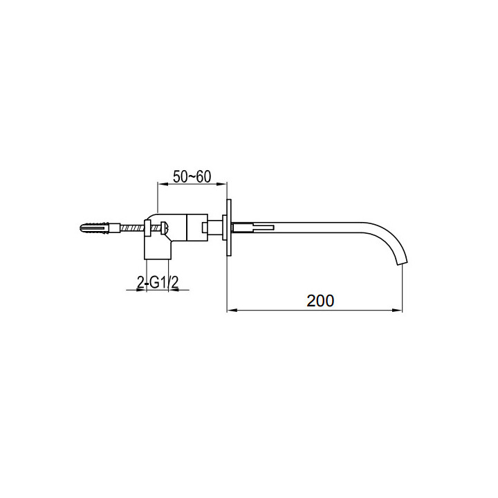Waschtischarmatur Kohlman Axis, Unterputz, Auslauf 20cm, Chrom