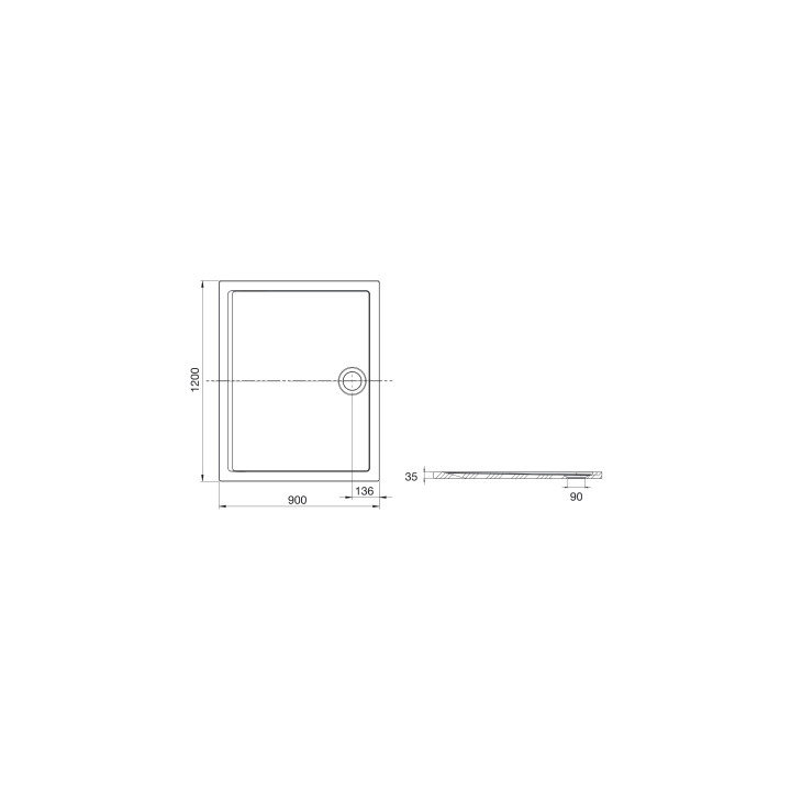 Duschwanne rechteckig Roca Aeron, 120x90cm, kompozytowy, Stonex, ultrapłaski, weiß