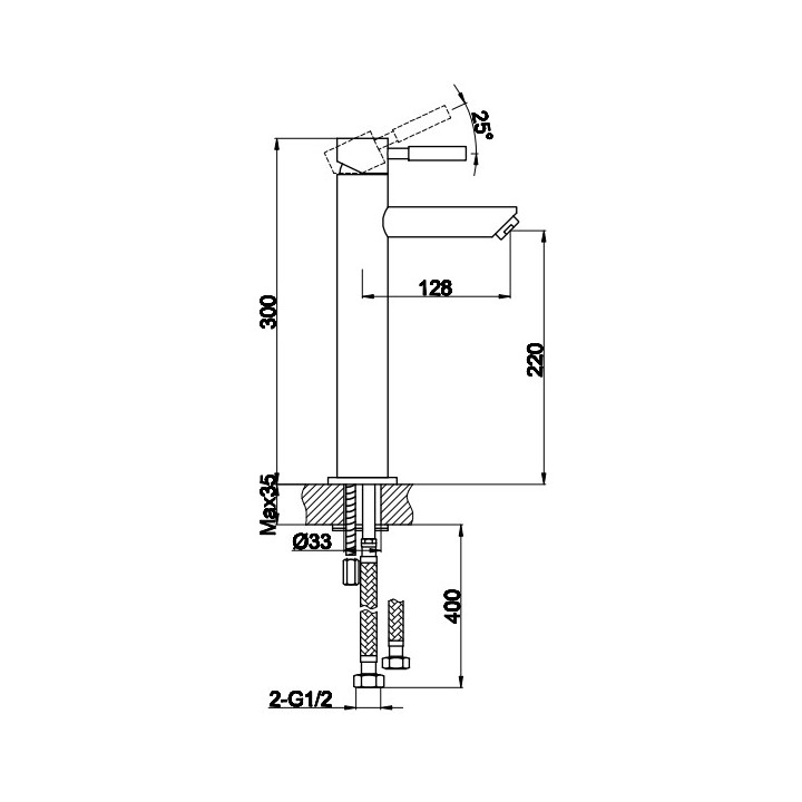 Waschtischarmatur Kohlman Roxin Black, stehend, Höhe 150mm, korek automatyczny, schwarz
