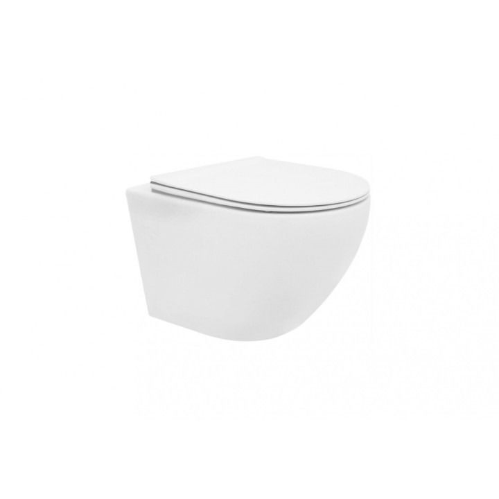 Wand-wc WC Rea Carlo Mini Rimless Duroplast/Flat, 49x37cm, bez kołnierza, WC-Sitz mit Softclosing, weiß