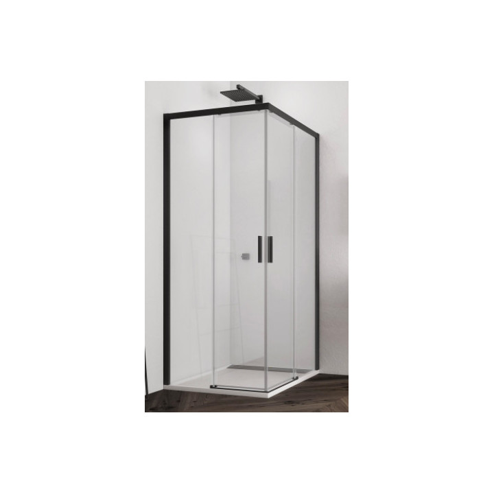 Kabine rechteckig Sanswiss TOP-LINE S TLS G+D, 100x80cm, dłuższa rechts strona, Glas transparent, profil schwarz