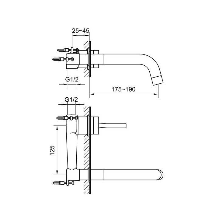 Waschtischarmatur Kohlman Nexen, Unterputz, Auslauf 17cm, Chrom