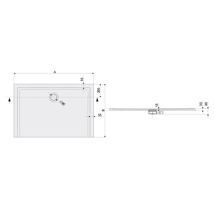 Duschwanne rechteckig Sanplast Space Mineral B-M/SPACE 70x130x1,5 sy, szary łupek