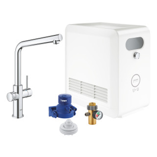 Set Grohe Blue Professional, jednostka chłodząca mit Armatur in Form von C, do wody gazowanej, obracana Auslauf, Chrom 
