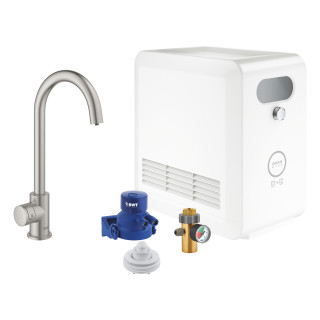 Set Grohe Blue Professional, jednostka chłodząca mit Armatur in Form von C, do wody gazowanej, obracana Auslauf, Chrom 