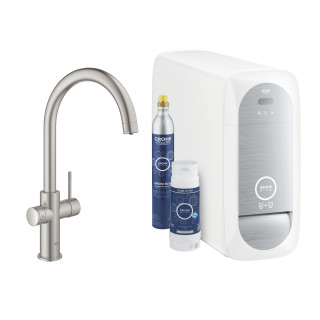 Set Grohe Blue Professional, jednostka chłodząca mit Armatur in Form von C, do wody gazowanej, obracana Auslauf, Chrom 