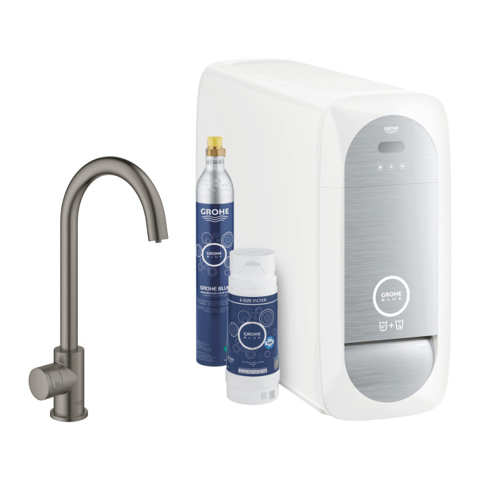 Set startowy Grohe Blue Home, jednostka chłodząca mit Armatur in Form von C, do wody gazowanej, obracana Auslauf, Chrom 