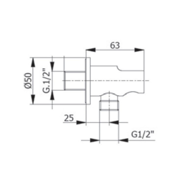 Anschlussbogen Giulini, mit Griff na słuchawkę, Messing, G 1/2", schwarz matt
