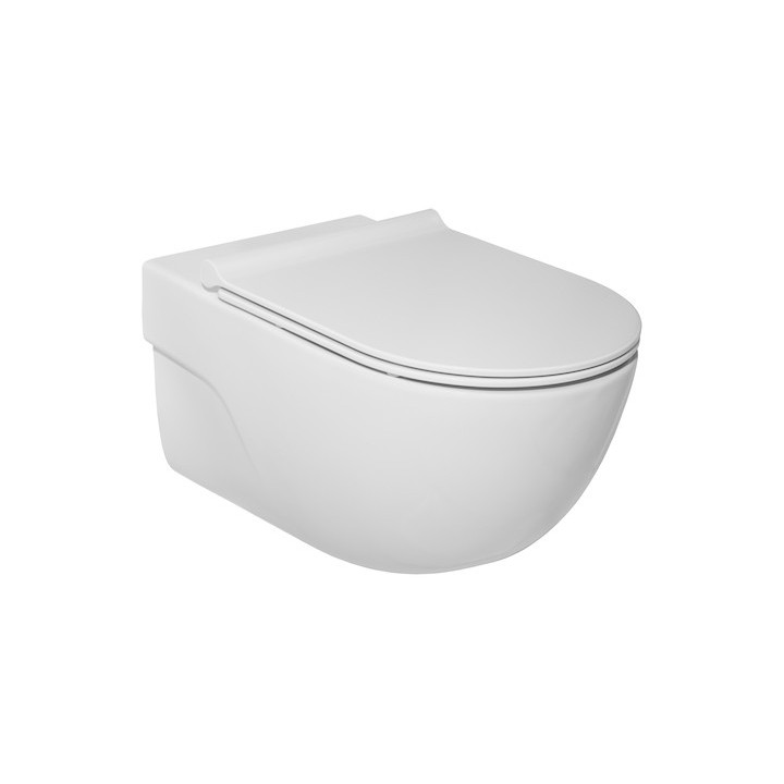 Set Becken abgehängt Roca Meridian, 56x36cm, bezkołnierzowa, Sitz slim mit Softclosing, weiß 