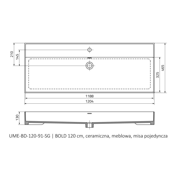 Waschtisch mit unterschrank Oristo UNI Bold, 80x46cm, z Überlauf, Keramik, weiß