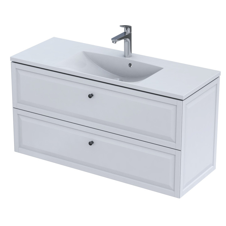 Schrank Unterbau- Oristo Montebianco, 80cm, dwie szuflady, weiß matt