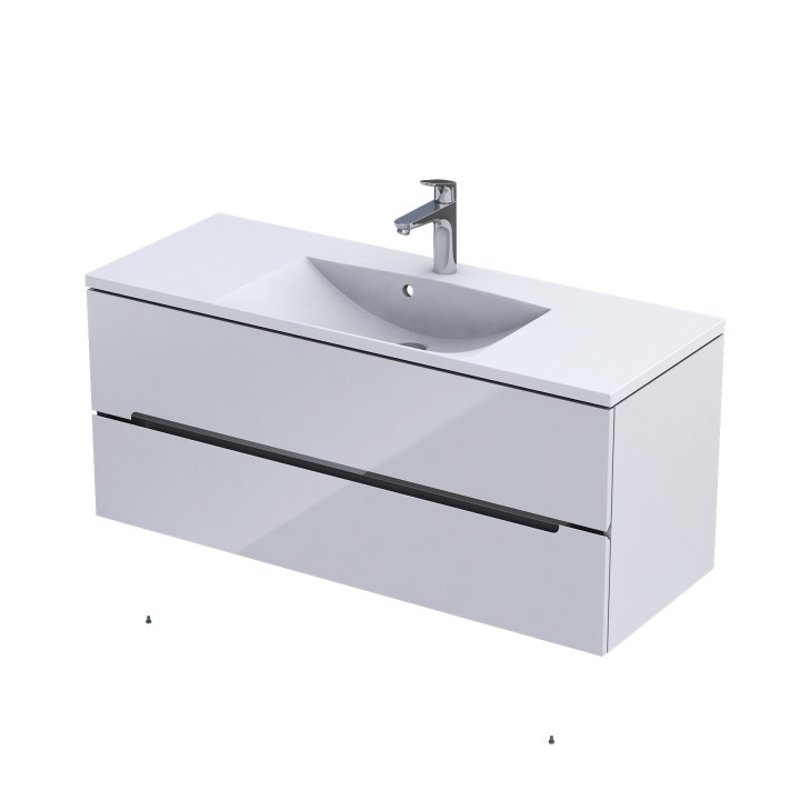 Schrank Unterbau- Oristo Silver UNI, 80cm, dwie szuflady, weiß Glanz