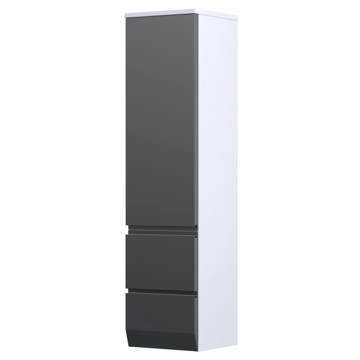 Schrank hoch boczna Oristo Brylant, links, 35cm, jedne Tür, dwie szuflady, weiß Glanz