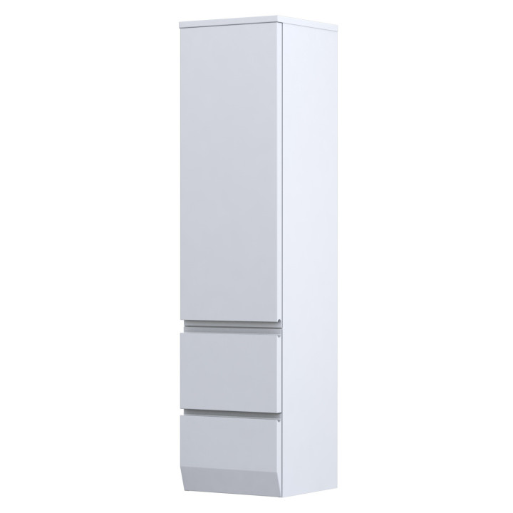 Schrank hoch boczna Oristo Brylant, links, 35cm, jedne Tür, dwie szuflady, weiß Glanz