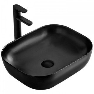 Aufsatzwaschtisch Rea Belinda Black, 46,5x35,5cm, ohne Überlauf, schwarz Glanz