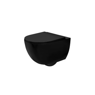 Wand-wc Rea Carlo Mini Slim N, bezrantowa, 48x37cm, WC-Sitz mit Softclosing, schwarz matt