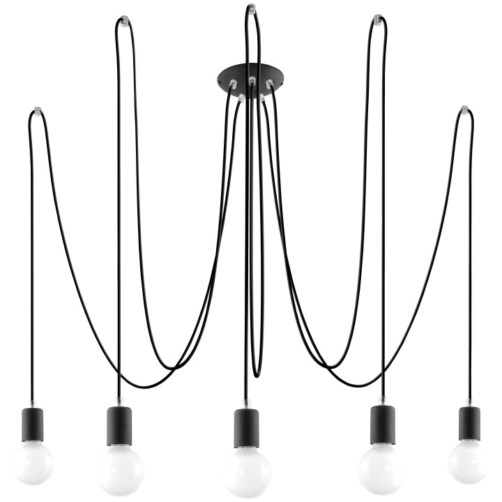 Lampa hängend Sollux Ligthing Edison 3, E27 3x60W, schwarz