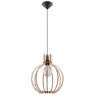 Lampa hängend Sollux Ligthing Casco, 30cm, E27 1x60W, schwarz/drewno naturalne