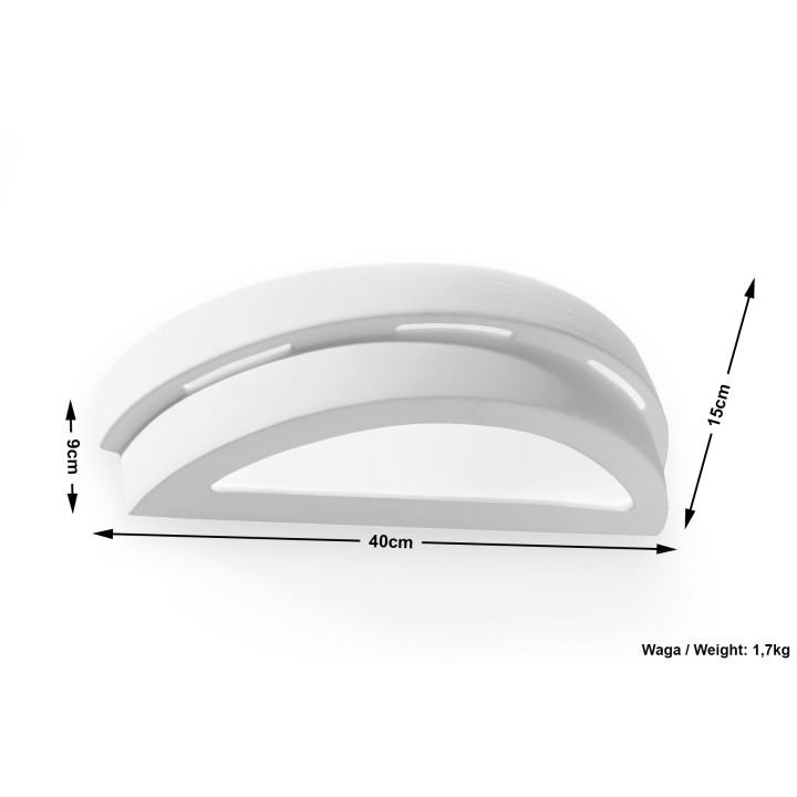 Wandleuchte Keramik Sollux Ligthing Atena, 38cm, E27 1x60W, weiß