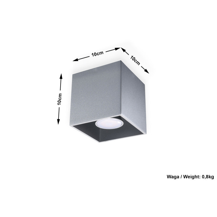 Plafon Sollux Ligthing Quad 1, 10cm, quadratisch, GU10 1x40W, schwarz