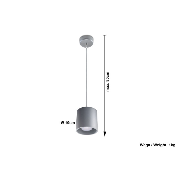 Lampa hängend Sollux Ligthing Orbis 1, 10cm, rund, GU10 1x40W, schwarz