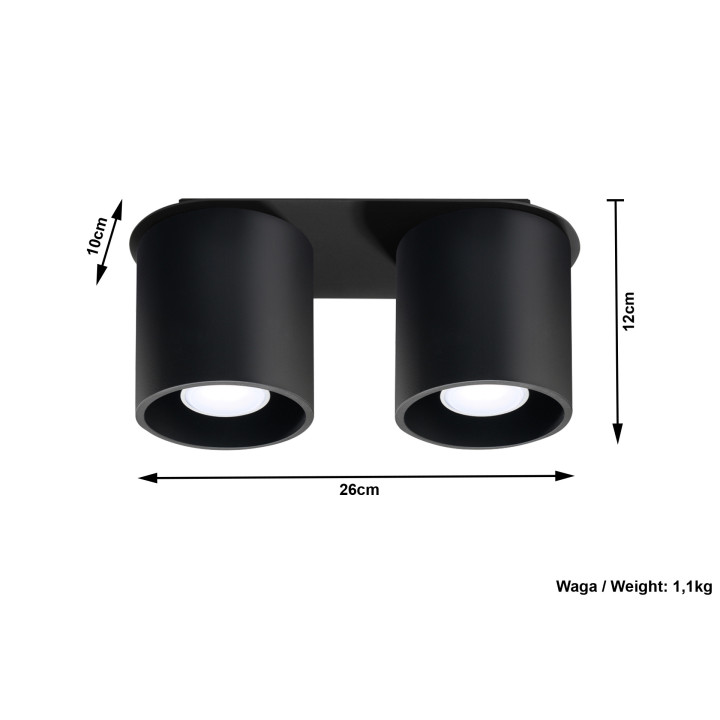 Lampa hängend Sollux Ligthing Orbis 1, 10cm, rund, GU10 1x40W, schwarz
