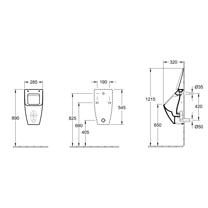 Urinal Villeroy&Boch Venticello, rechteckig, CeramicPlus, Weiss Alpin