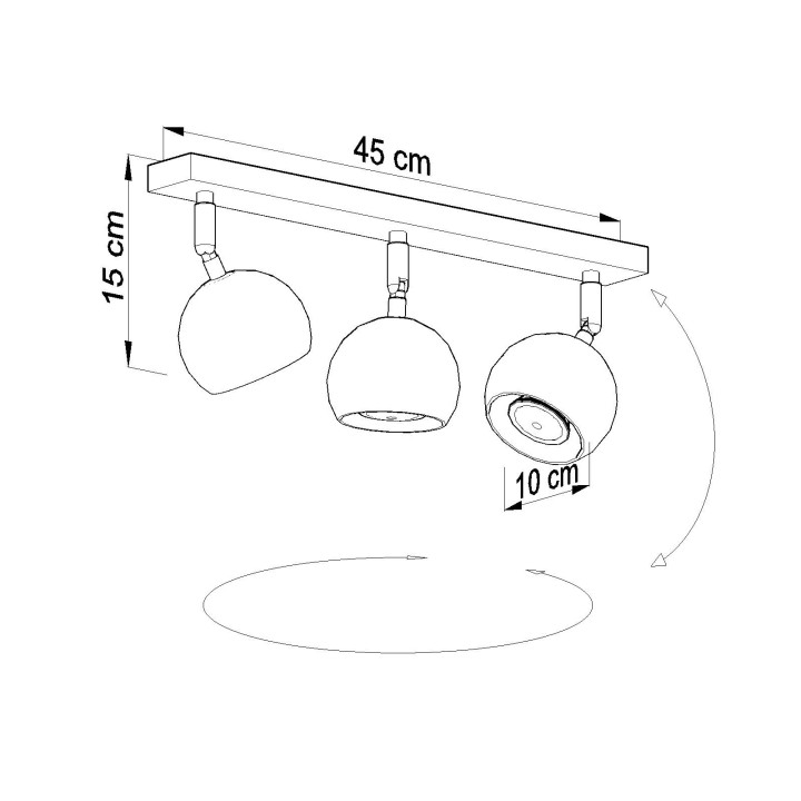 Plafon Sollux Ligthing Oculare 3, 10x45cm, 3xGU10 LED 6W, weiß