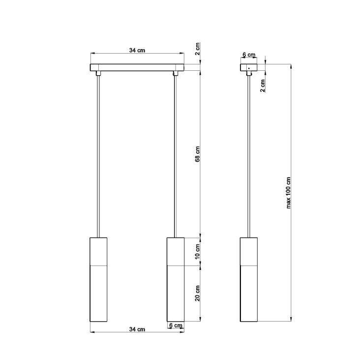 Lampa hängend Sollux Ligthing Pablo, 8cm, GU10 1x40W, weiß/naturalne drewno
