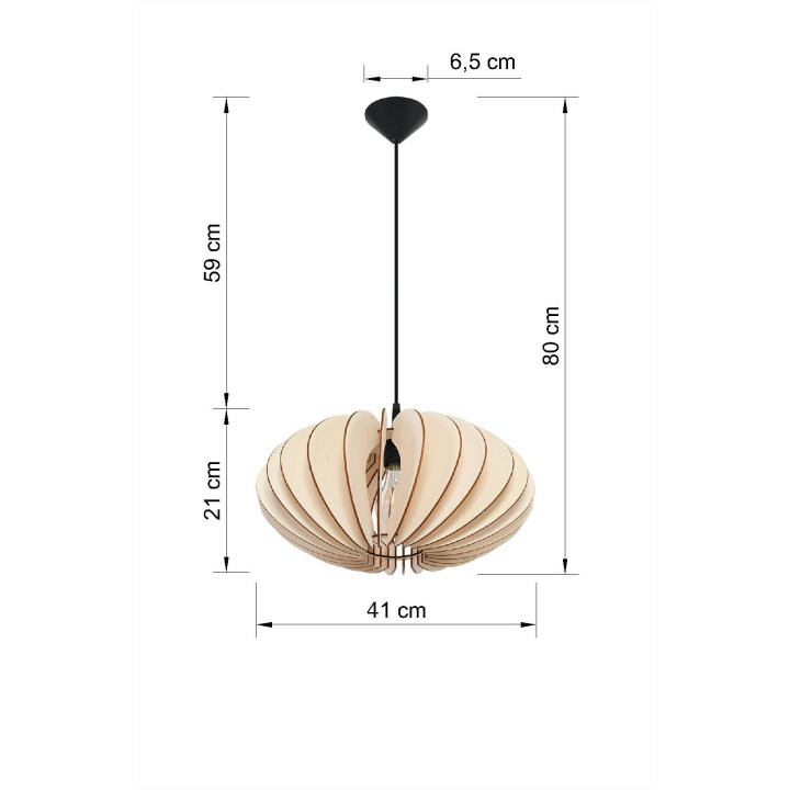 Lampa hängend Sollux Ligthing Oriana, 30cm, E27 1x60W, schwarz/naturalne drewno