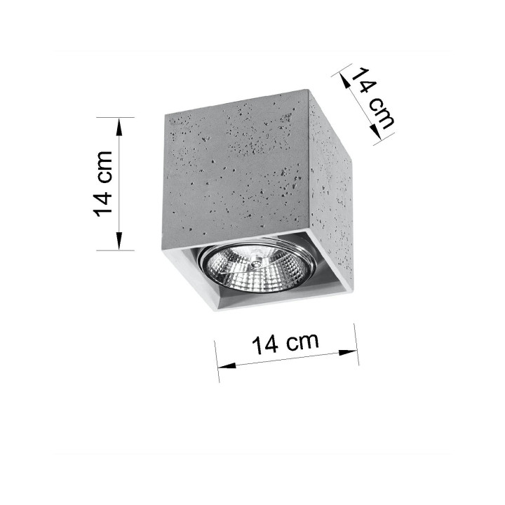 Plafon Sollux Ligthing Cullo, 14cm, beton, GU10 1x40W, szary
