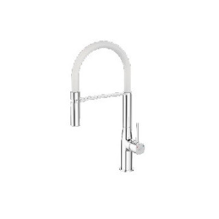 Spültischarmatur stehend mit Auslauf U, Auslauf 200mm, Laveo Polla - weiß/Chrom