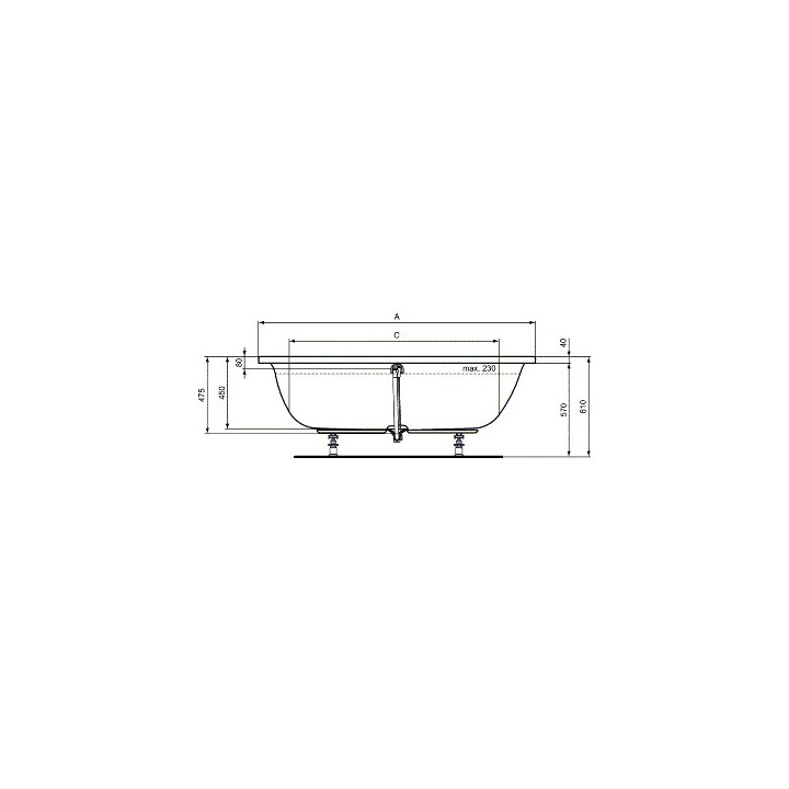 Badewanne rechteckig zum Einbau Ideal Standard Connect Air DUO 180x80cm - weiß
