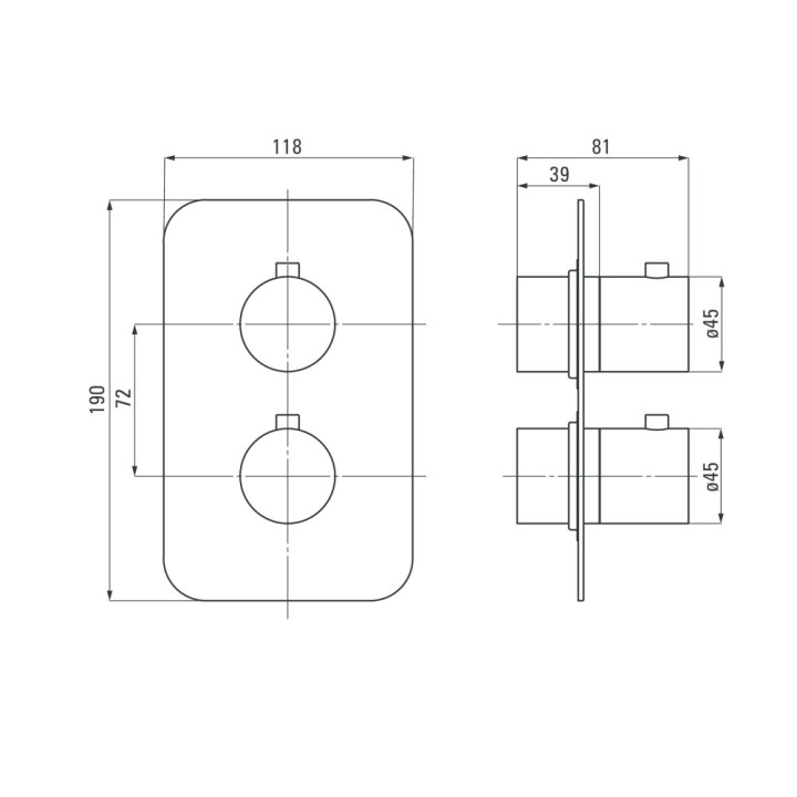 Element Aufputz- Deante Box, rund, schwarz